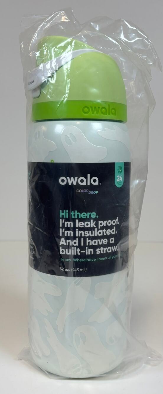 OWALA FreeSip 32oz Boo Ya Glow in Dark Ghost Halloween Color Drop Bottle NEW